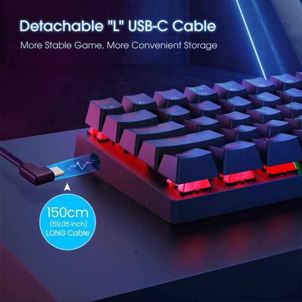 Imagem de Teclado para jogos CACKBIRD, 61 teclas, interruptores azuis, retroiluminado por LED