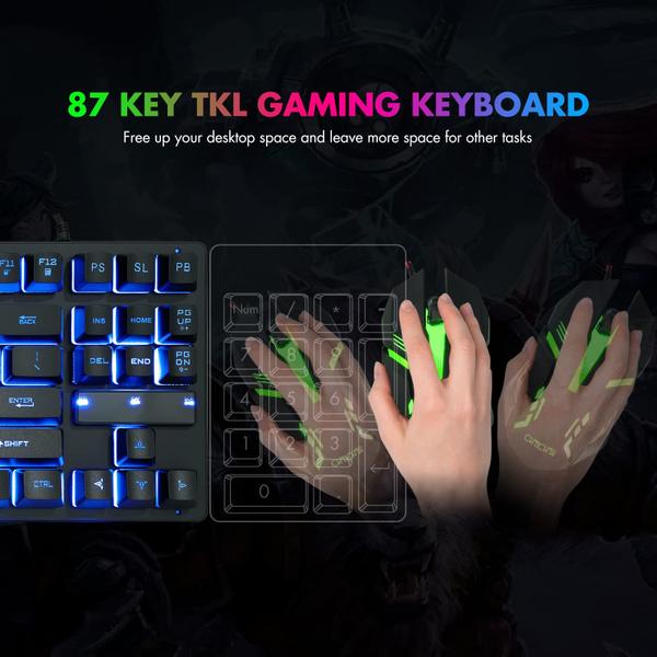 Imagem de Teclado para jogos CHONCHOW RGB retroiluminado USB compacto de 87 teclas