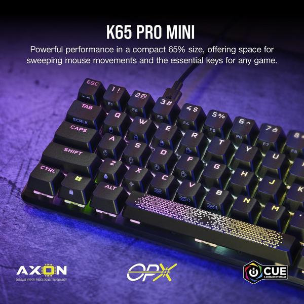 Imagem de Teclado para jogos Corsair K65 PRO Mini RGB 65% OPX Switches