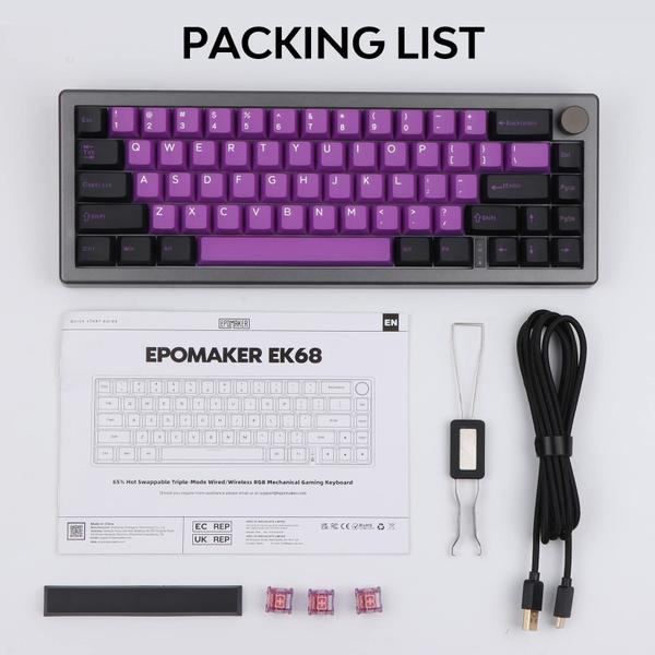 Imagem de Teclado para jogos EPOMAKER EK68 65% Wireless Gateron Pro Amarelo