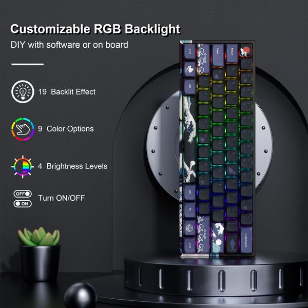 Imagem de Teclado para jogos HITIME XVX 60% RGB Wireless Mechanical