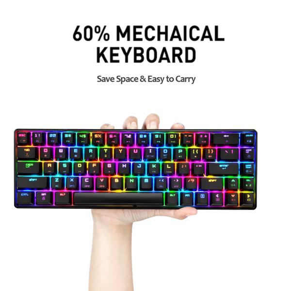 Imagem de Teclado para jogos LexonELEC MK68 68 Teclas RGB Blue Switches