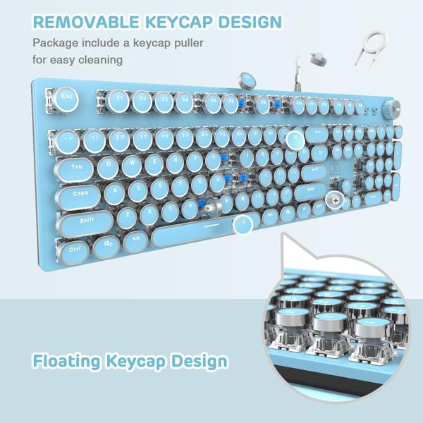 Imagem de Teclado para jogos LexonElec Typewriter Style Retro Blue Switch