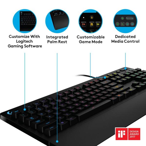 Imagem de Teclado para jogos Logitech G213 Prodigy com 16,8 milhões de cores de iluminação (renovado)