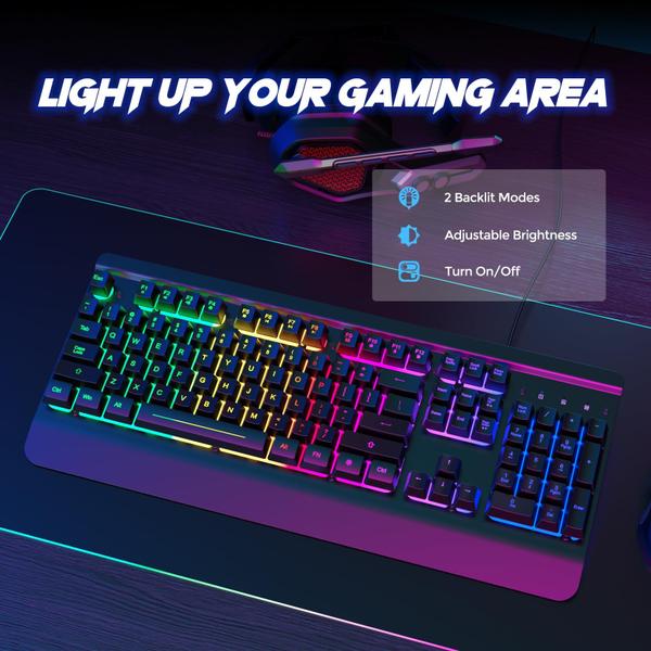 Imagem de Teclado para jogos RiSophy 104 teclas Rainbow LED retroiluminado para PC e Mac