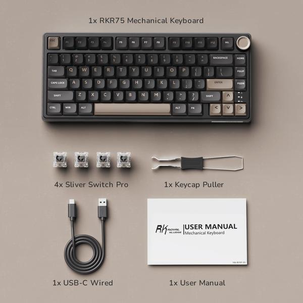 Imagem de Teclado para jogos RK ROYAL KLUDGE R75 com fio 75% com botão de volume