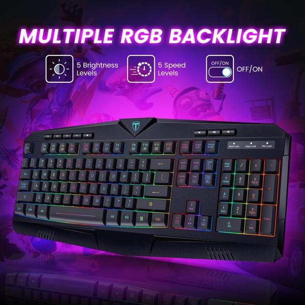 Imagem de Teclado para jogos sem fio Dacoity recarregável RGB retroiluminado