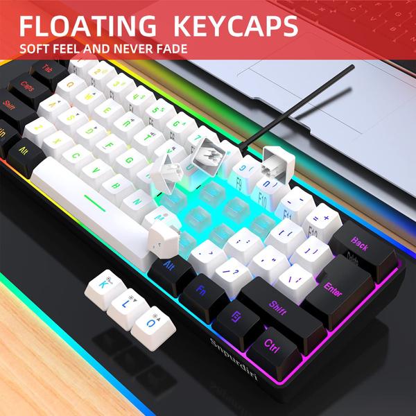 Imagem de Teclado para jogos Snpurdiri 60% com fio RGB retroiluminado à prova d'água