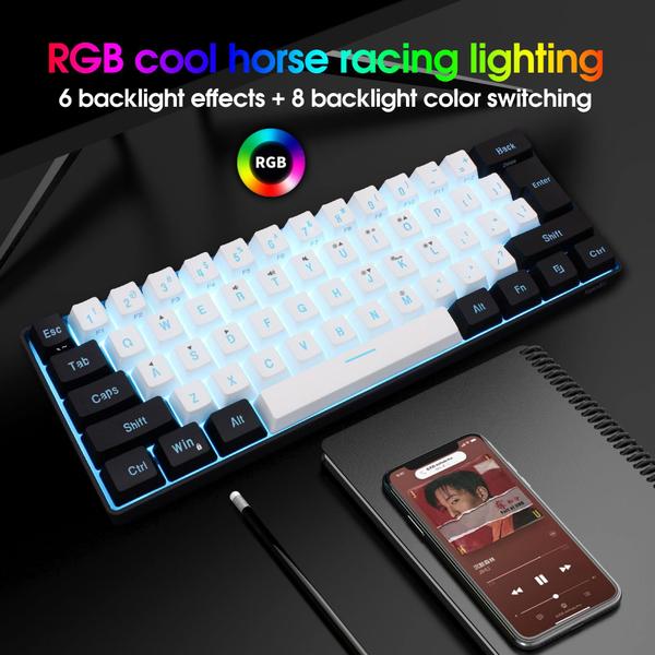 Imagem de Teclado para jogos Snpurdiri 60% com fio RGB retroiluminado à prova d'água