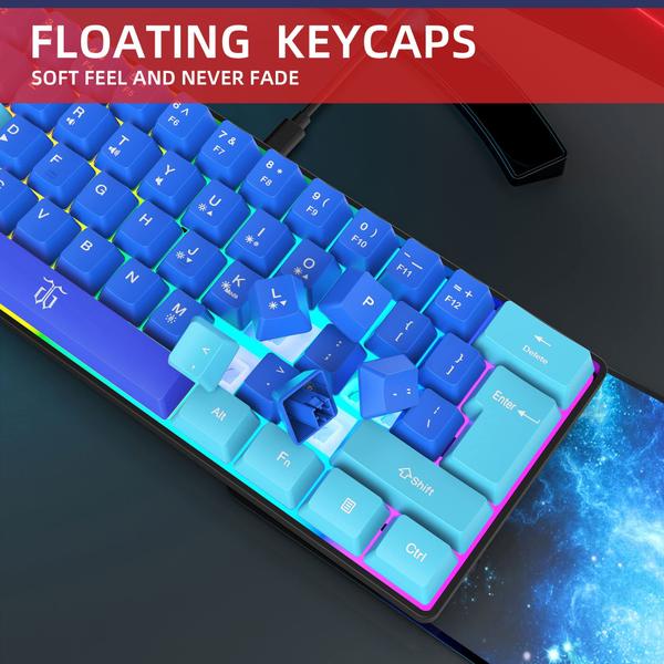 Imagem de Teclado para jogos Snpurdiri 60% com fio RGB ultracompacto Mini