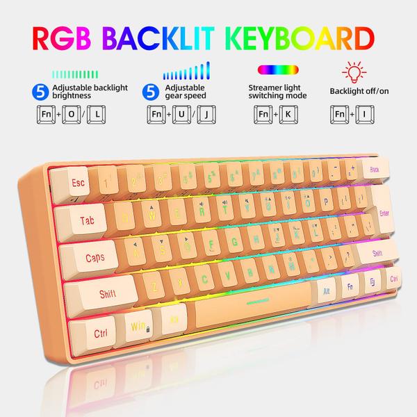 Imagem de Teclado para jogos Snpurdiri 60% RGB retroiluminado ultracompacto Mini