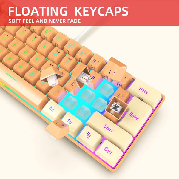 Imagem de Teclado para jogos Snpurdiri 60% RGB retroiluminado ultracompacto Mini