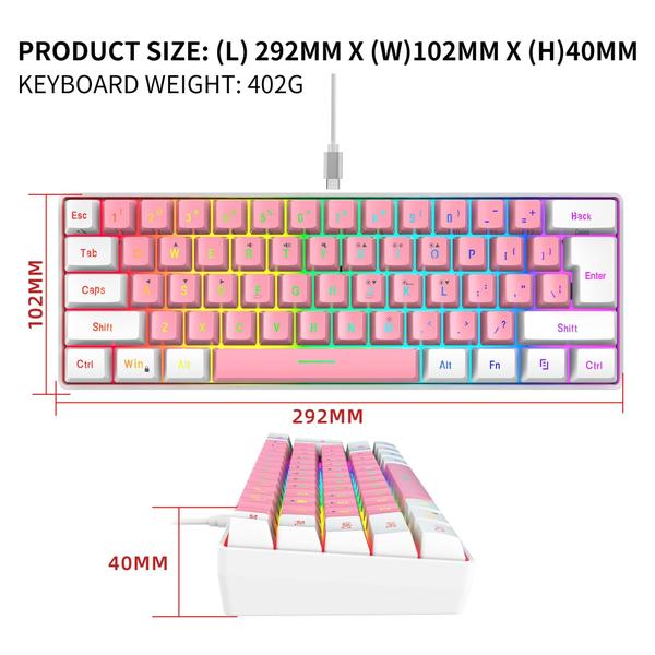 Imagem de Teclado para jogos Snpurdiri 60% Wired True RGB Mechanical Feel