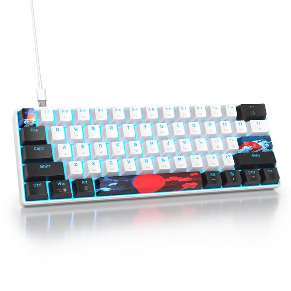 Imagem de Teclado para jogos Ussixchare 60% 61 teclas, interruptor vermelho mecânico