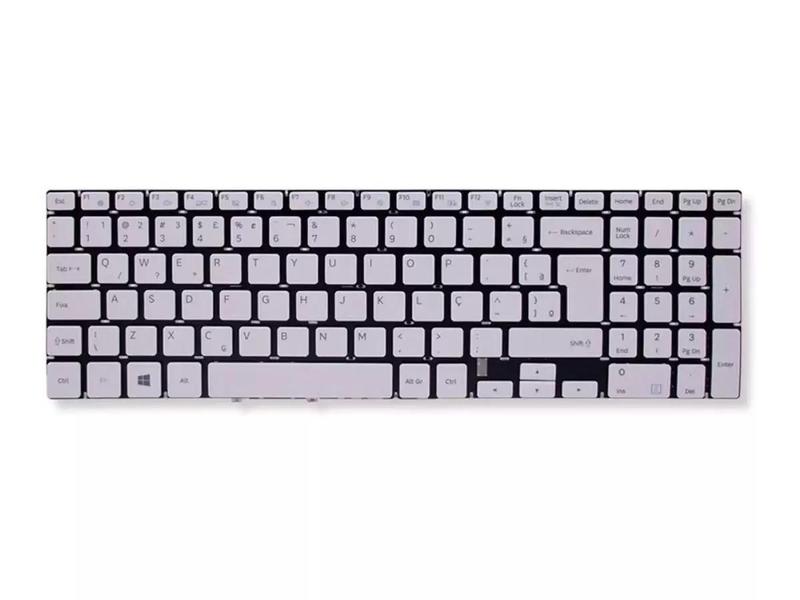 Imagem de Teclado para Notebook Samsung NP550, NP300E5K-XF1BR NP300E5K-XF2BR NP300E5K-KFABR Cor Branco ABNT2 BR Sem Moldura