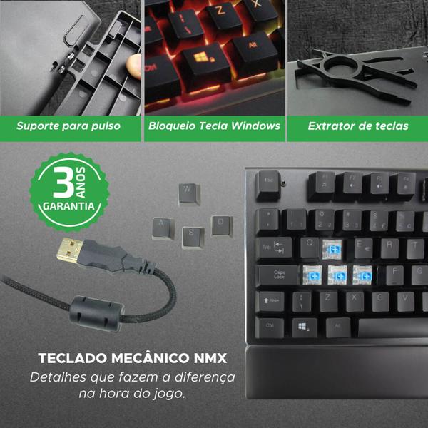 Imagem de Teclado Profissional Pc Gamer Mecânico Rgb Original Nemesis