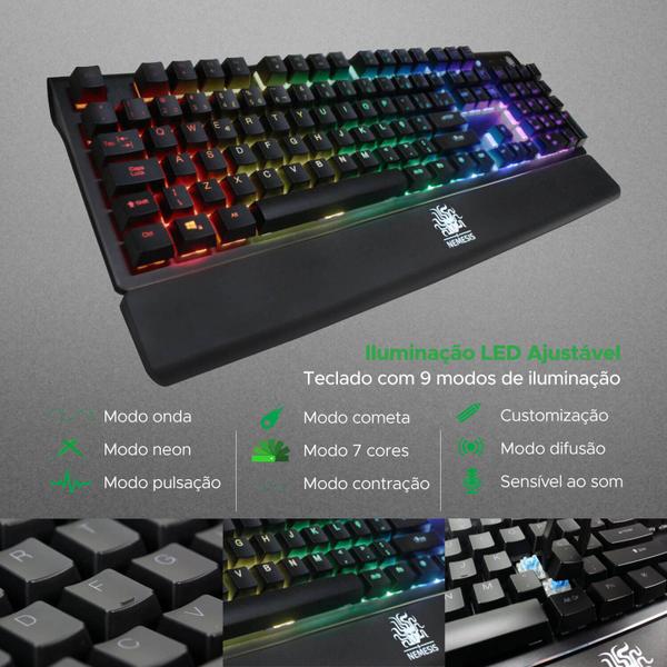 Imagem de Teclado Profissional Pc Gamer Mecânico Rgb Original Nemesis