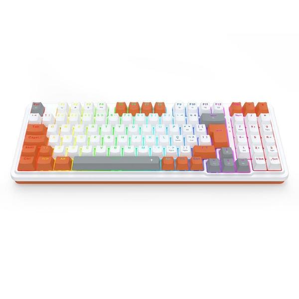 Imagem de Teclado Redragon Gloria Branco Laranja Rgb Abnt2 Switch Red