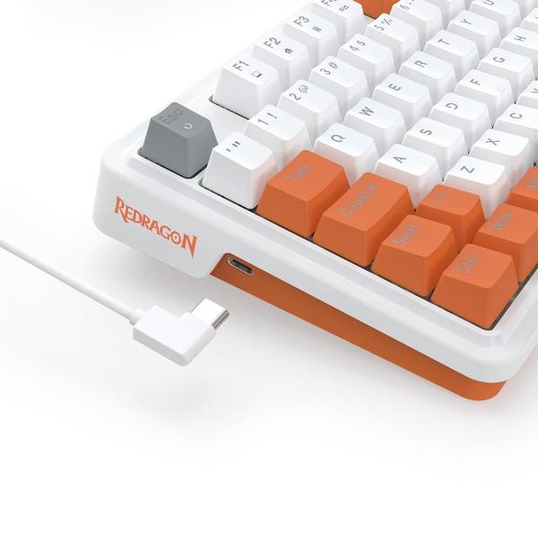 Imagem de Teclado Redragon Gloria Branco Laranja Rgb Abnt2 Switch Red