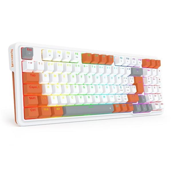 Imagem de Teclado Redragon Gloria Branco Laranja Rgb Abnt2 Switch Red