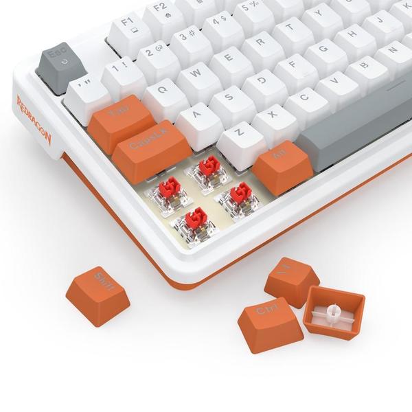 Imagem de Teclado Redragon Gloria Branco Laranja Rgb Abnt2 Switch Red