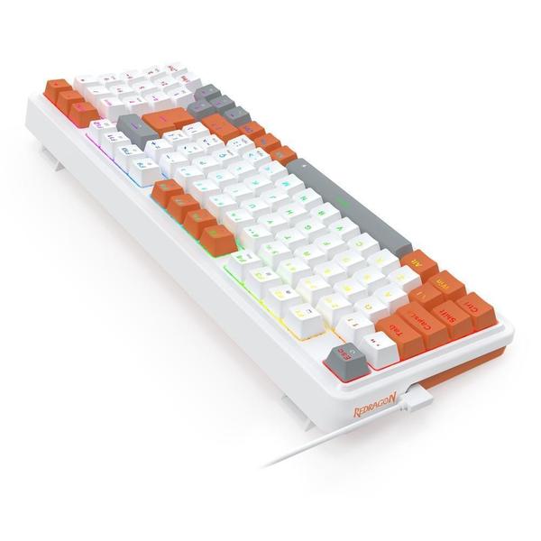 Imagem de Teclado Redragon Gloria Branco Laranja Rgb Abnt2 Switch Red