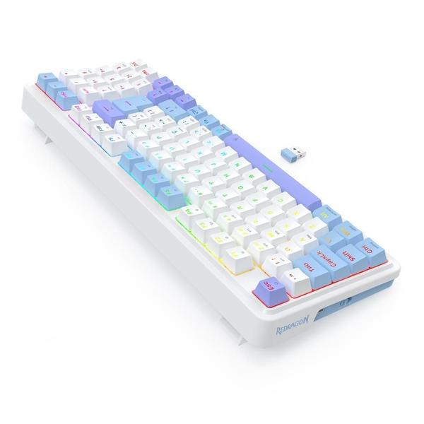 Imagem de Teclado Redragon Gloria Pro Sem Fio Azul Abnt2 Bumblebee