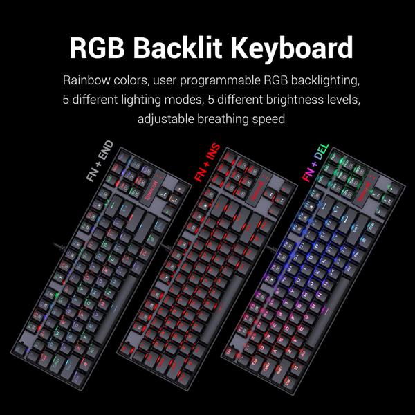 Imagem de Teclado Redragon K552 Pro KUMARA RGB LED retroiluminado branco