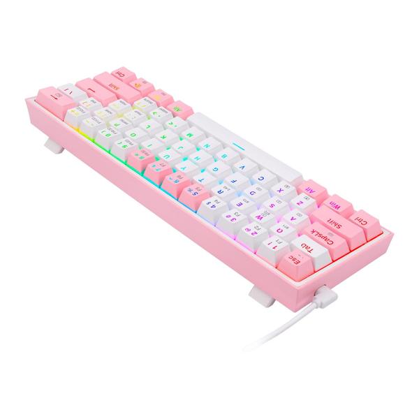 Imagem de Teclado Redragon K616-RGB WP Fizz Pro - Branco e Rosa (com Cabo e Sem Fio)