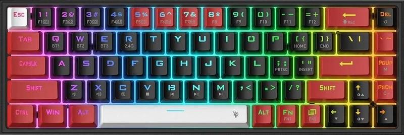 Imagem de Teclado Redragon K631RGB-Pro-BRW Castor Pro Sem Fio - Preto/Vermelho (Ingles)