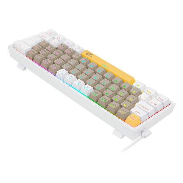 Imagem de Teclado Redragon Mecanico Gamer Fizz Rgb Amarelo Cinza E Branco Switch Marrom K617rgb