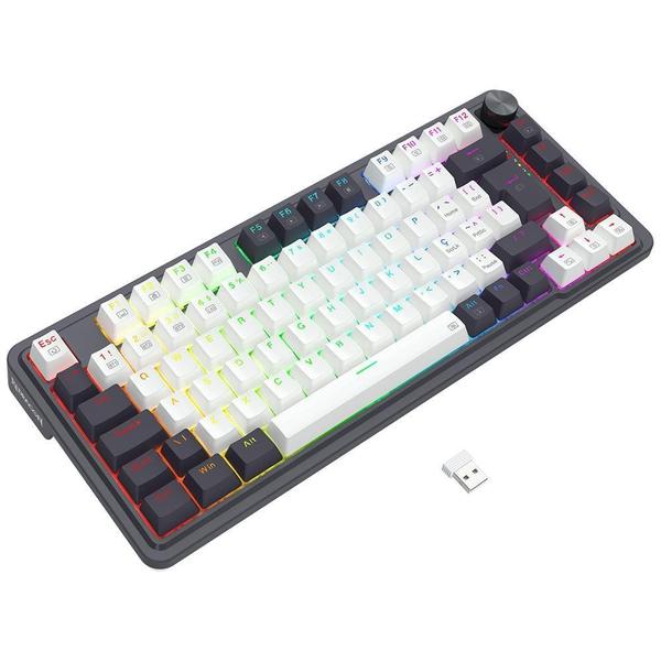 Imagem de Teclado Redragon Ucal Pro Sem Fio Abnt2 Preto E Branco Brown