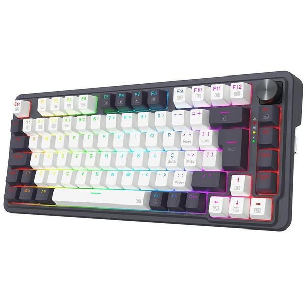 Imagem de Teclado Redragon Ucal Pro Sem Fio Abnt2 Preto E Branco Brown