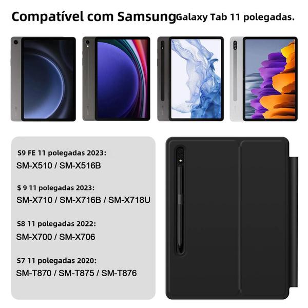 Imagem de Teclado Retroiluminado para Samsung Galaxy Tab S7/S8/S9/FE (11" e 12,4") com Suporte