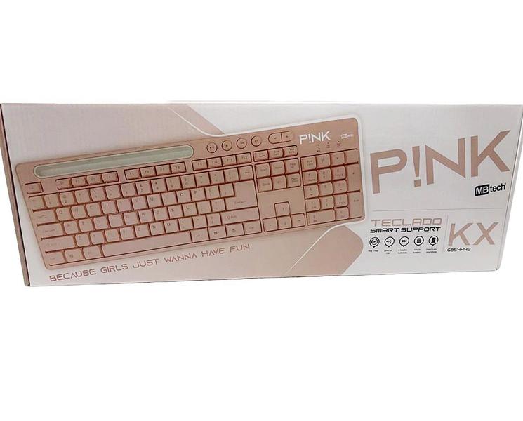 Imagem de Teclado Rosa para Computador Com Suporte De Celular