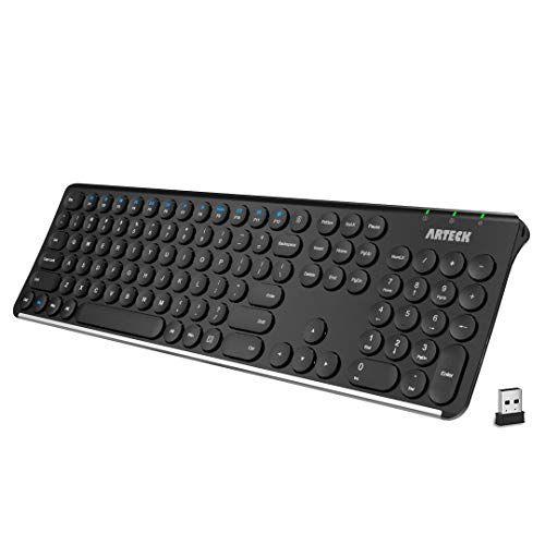 Imagem de Teclado sem fio Arteck 2.4G Ultra Slim Teclado de tamanho real com teclado numérico para computador/desktop/PC/Laptop/Surface/Smart TV e Windows 10/8/ 7 Bateria recarregável