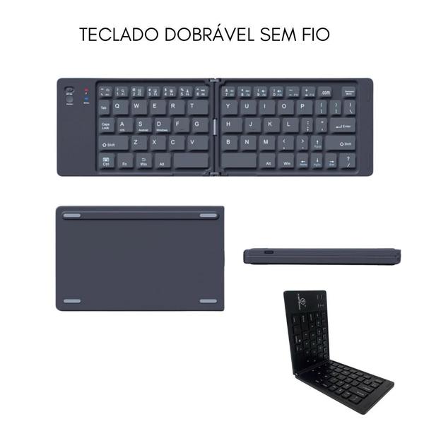 Imagem de Teclado Sem Fio Bluetooth Portátil Dobrável Leve Ultrafino Para Tablet Celular PC