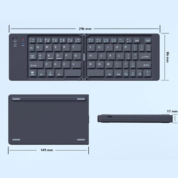 Imagem de Teclado Sem Fio Bluetooth Portátil Dobrável Leve Ultrafino Para Tablet Celular PC