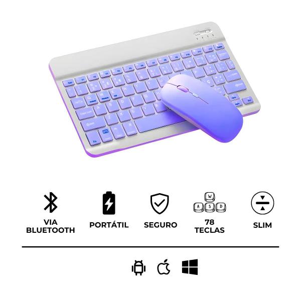 Imagem de Teclado Sem Fio Bluetooth Recarregável Com Mouse