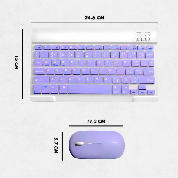 Imagem de Teclado Sem Fio Bluetooth Recarregável Com Mouse Cor Roxo