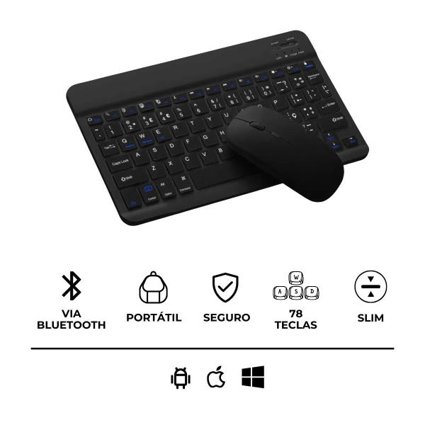 Imagem de Teclado Sem Fio Bluetooth Recarregável Com Mouse (Preto)