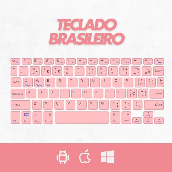 Imagem de Teclado Sem Fio Bluetooth Recarregável Com Mouse Rosa