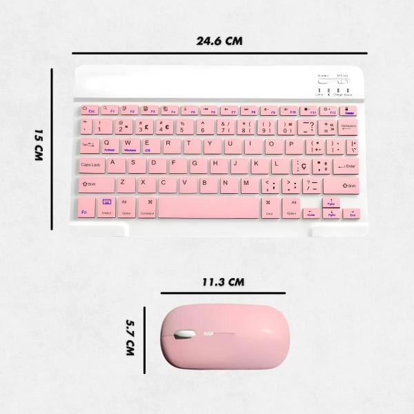 Imagem de Teclado Sem Fio Bluetooth Recarregável Com Mouse Rosa