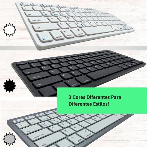 Imagem de Teclado Sem Fio Bluetooth Wireless Para Tablet iPad Notebook Celular Portátil