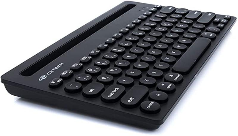 Imagem de Teclado Sem Fio C3Tech Multi-Device Bluetooth com Suporte para Smartphone Preto K-BT200BK