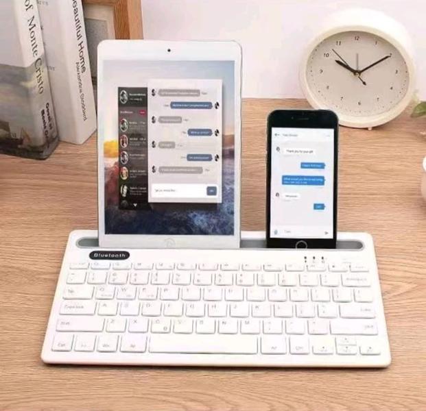 Imagem de Teclado Sem Fio Com Apoio Para Tablet Celular Notebook Touch Tecla Confortavel