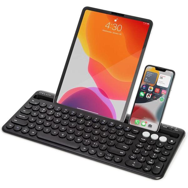 Imagem de Teclado sem fio DeLux K2212V com suporte de suporte BT5.0 preto