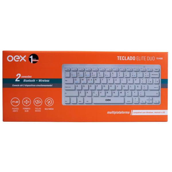 Imagem de Teclado sem fio Elite Duo TC508 Bluetooth Wireless Branco 48.7443 OEX