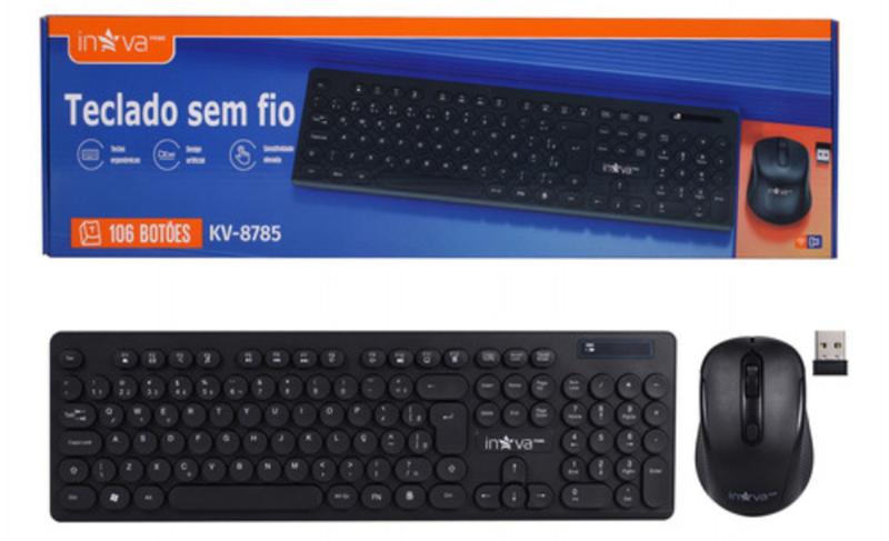 Imagem de Teclado sem fio inova com mouse. KV-8785