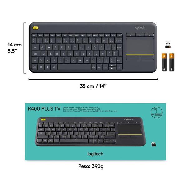 Imagem de Teclado sem fio Logitech K400 Plus , Conexão USB Unifying e Layout ABNT2 - 920-007125